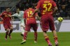 Inter Milan's Henrikh Mkhitaryan scores his side's first goal during a Serie A soccer match between Inter Milan and Lecce at the San Siro stadium in Milan, Italy, Sunday, March 5, 2023. (AP Photo/Luca Bruno)