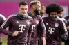 From left, Bayern's Benjamin Pavard, Eric Maxim Choupo-Moting and Serge Gnabry attend a training session in Munich, Germany, Tuesday, March 7, 2023 prior to the Champions League group round of 16 second leg soccer match between Bayern Munich and Paris Saint Germain. Bayern will face PSG on Wednesday, March 8, 2023. (AP Photo/Matthias Schrader)