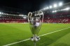 The Champions League trophy is displayed before the Champions League, round of 16, first leg soccer match between Liverpool and Real Madrid at the Anfield stadium in Liverpool, England, Tuesday, Feb. 21, 2023. (AP Photo/Jon Super)