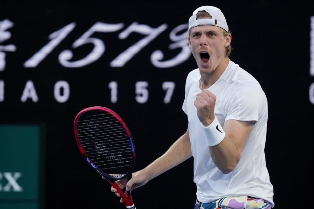 Denis Shapovalov of Canada reacts during his third round match against Hubert Hurkacz of Poland at the Australian Open tennis championship in Melbourne, Australia, Friday, Jan. 20, 2023. The world No. 30 in men's tennis made the plea for gender equality in his sport on Tuesday in an article posted to the Players Trbune. THE CANADIAN PRESS/AP-Dita Alangkara)