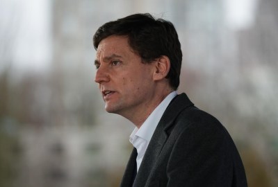 B.C. Premier David Eby speaks during a news conference in Vancouver, on Sunday, Feb. 5, 2023. British Columbia is dedicating $200 million towards boosting both the province's food bank system and overall agricultural production and resiliency, Eby says. THE CANADIAN PRESS/Darryl Dyck