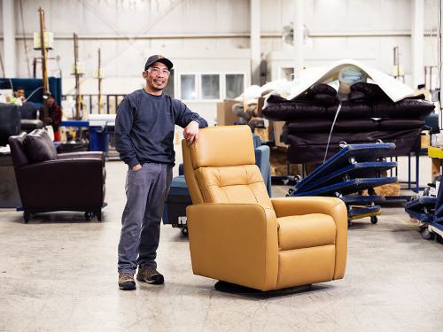 Furniture products are made to order by skilled craftspeople at Palliser Furniture.