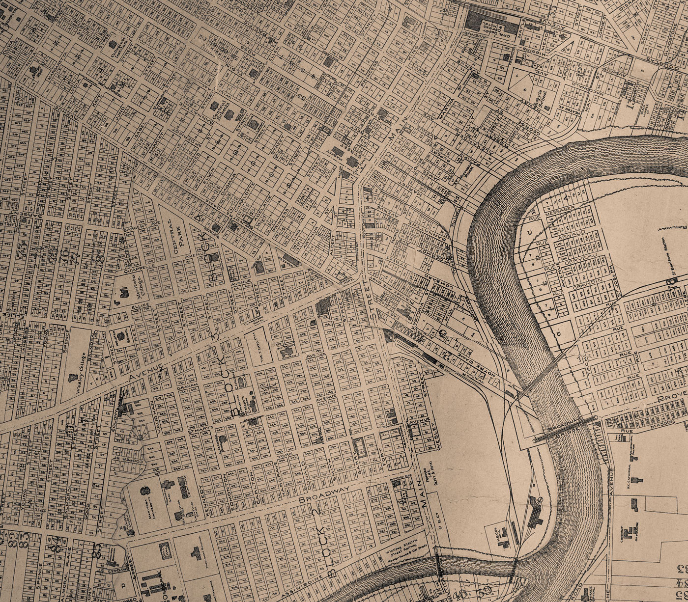 Map of Winnipeg from 1905, at Portage and Main