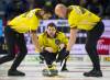 Frank Gunn / THE CANADIAN PRESS
                                Manitoba&rsquo;s Matt Dunstone calls a sweep on a shot at the Brier on Sunday in London, Ont.