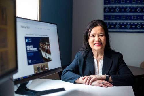 MIKAELA MACKENZIE / WINNIPEG FREE PRESS 
                                Menno Simons College Prof. Stephanie Phetsamay Stobbe&rsquo;s travelling exhibition Hearts of Freedom reaches Winnipeg in January.