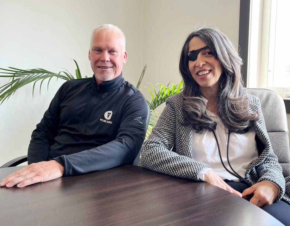 GABRIELLE PICHE / WINNIPEG FREE PRESS
                                Michael Hamilton-Wright, the co-CEO of Volume Global, and Juliette Hagopian, the owner of Julijette Inc., are partnering on Niverville’s new production studio village.