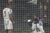 Juventus' Paulo Pogba, right, reacts after missing a chance to score during the Italian Serie A soccer match between Roma and Juventus at Olympic Stadium, in Rome, Italy, Sunday, March 5, 2023. (AP Photo/Gregorio Borgia)