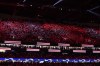 Benfica fans cheer on the stands at the start of the Champions League, round of 16, second leg soccer match between Benfica and Club Brugge at the Luz stadium in Lisbon, Portugal, Tuesday, March 7, 2023. (AP Photo/Armando Franca)