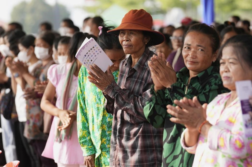 Cambodian workers participate in an event to celebrate International Women's Day with a theme of