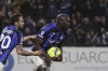 Inter Milan's Romelu Lukaku celebrates after scoring during the Italian Serie A soccer match between Spezia and Inter Milan at the Alberto Picco Stadium in La Spezia, Italy, Friday, March 10, 2023. (Tano Pecoraro./LaPresse via AP)