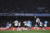 Napoli's Amir Rrahmani heads the ball, during the Serie A soccer match between Napoli and Atalanta at Diego Armando Maradona stadium in Naples, Italy, Saturday March 11, 2023. (Alessandro Garofalo/LaPresse via AP)