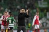 Arsenal's manager Mikel Arteta waves fans at the end of the Europa League round of 16, first leg, soccer match between Sporting CP and Arsenal at the Alvalade stadium in Lisbon, Thursday, March 9, 2023. (AP Photo/Armando Franca)