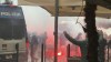 Riot police clashes with Eintracht Frankfurt's supporters on the street, ahead of the Champions League soccer match between SSC Napoli and Eintracht Frankfurt in Naples, Italy, Wednesday March 15, 2023. (Stefano Gattordo/LaPresse via AP)