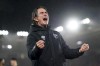 Brentford Manager, Thomas Frank, celebrates his sides victory following the English Premier League soccer match between Southampton and Brentford at St Mary's Stadium in Southampton, England, Wednesday March 15, 2023. (Adam Davy/PA via AP)