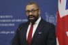 British Foreign Secretary James Cleverly speaks during joint press statements with Moldova's Foreign Minister Nicu Popescu in Chisinau, Moldova, Thursday, March 16, 2023.(AP Photo/Aurel Obreja)