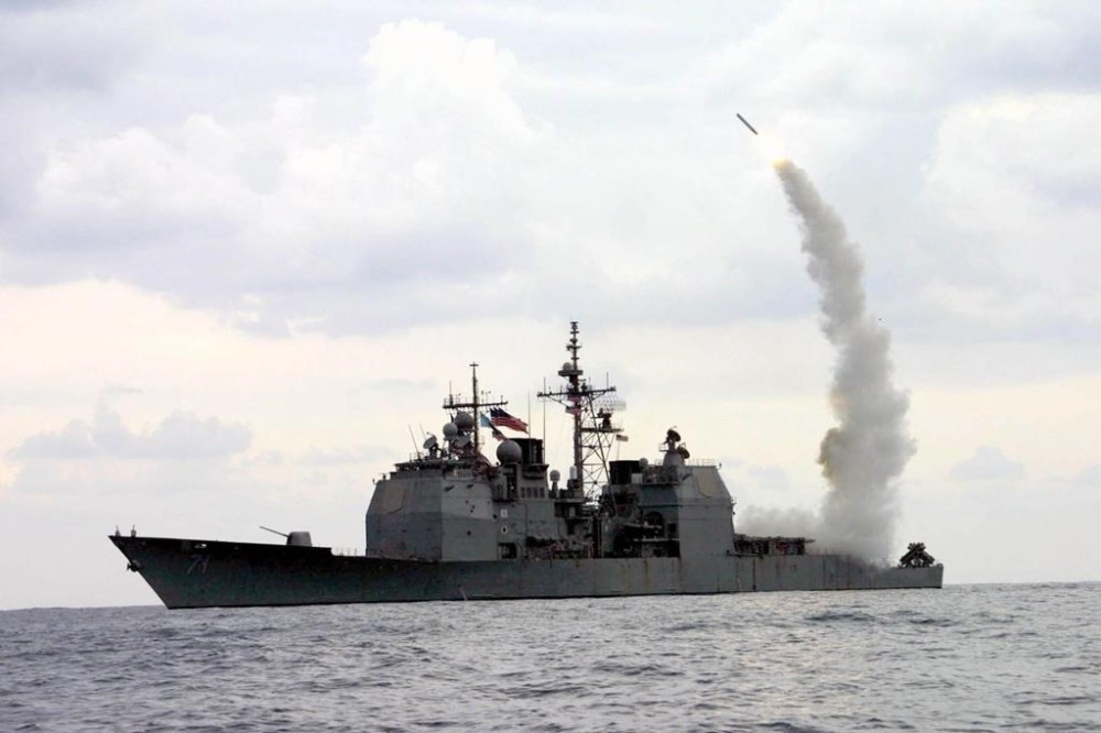 FILE - A Tomahawk Land Attack Missile (TLAM) launches from the guided missile cruiser USS Cape St. George (CG 71) in operation in the Mediterranean Sea on March 23, 2003. Australia said it's planning to buy up to 220 Tomahawk cruise missiles from the United States after the U.S. State Dept. approved the sale Friday, March 17, 2023. (Intelligence Specialist 1st Kenneth Moll/U.S. Navy via AP, File)