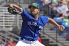 Toronto Blue Jays pitcher Yusei Kikuchi, of Japan, delivers to the Philadelphia Phillies during the first inning of a spring training baseball game, in Dunedin, Fla., Friday, March 17, 2023. Kikuchi was tagged with his earned runs of spring training as the Blue Jays were swept by Philadelphia in a pair of split-squad games. THE CANADIAN PRESS/AP-Chris O'Meara