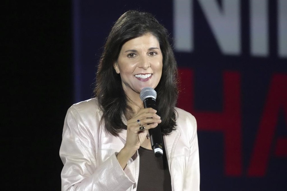 FILE - Former South Carolina Gov. Nikki Haley, a candidate for the 2024 Republican presidential nomination, speaks during a campaign rally on March 13, 2023, in Myrtle Beach, S.C. On Saturday, March 18, in North Charleston, Palmetto Family, which lobbies for what it considers to be “biblical values,