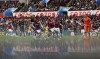 Aston Villa players line up to defend a cross, during the English Premier League soccer match between Aston Villa and Bournemouth at Villa Park, in Birmingham, England, Saturday March 18, 2023. (Jacob King/PA via AP)