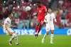 Canada midfielder Richie Laryea (22) plays the ball in front of Morocco midfielder Selim Amallah (15) as forward Zakaria Aboukhlal (14) looks on during second half group F World Cup soccer action at the Al Thumama Stadium in Doha, Qatar on Thursday, December 1, 2022. The CONCACAF Nations League finals will be held at Las Vegas' Allegiant Stadium, CONCACAF announced Monday. THE CANADIAN PRESS/Nathan Denette