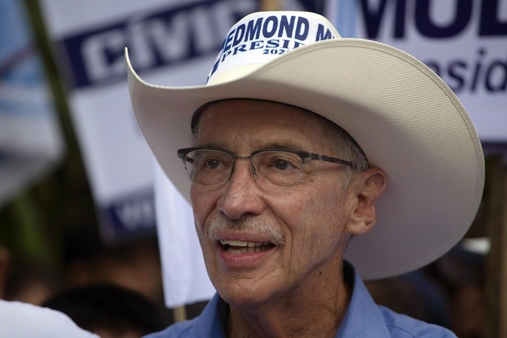 FILE - Edmond Mulet, presidential candidate of Humanist political party, arrives to his campaign in La Democracia, Guatemala, June 12, 2019. A Guatemalan prosecutor asked a court on March 20, 2023 to lift Mulet's immunity because the candidate asked about a judge’s motive in prosecuting journalists, the latest chapter in which prosecutors have gone after journalists, politicians, former prosecutors and judges for having investigated government and judicial corruption. (AP Photo/Moises Castillo, File)