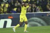 Villarreal's Samuel Chukwueze reacts during the Conference League Round of 16, 2nd leg soccer match between Villarreal and Anderlecht at the Ceramica stadium in Villarreal, Spain,Thursday, March 16, 2023. (AP Photo/Alberto Saiz)