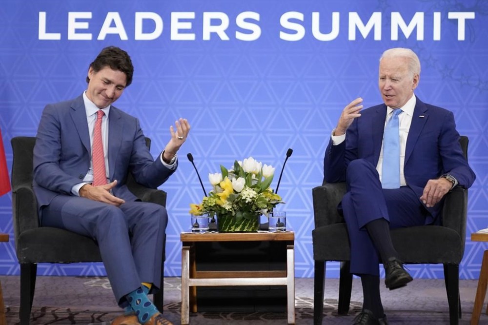 President Joe Biden meets with Canadian Prime Minister Justin Trudeau at the InterContinental Presidente Mexico City hotel in Mexico City, Tuesday, Jan. 10, 2023. THE CANADIAN PRESS/AP/Andrew Harnik