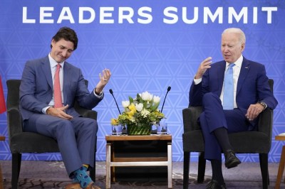 President Joe Biden meets with Canadian Prime Minister Justin Trudeau at the InterContinental Presidente Mexico City hotel in Mexico City, Tuesday, Jan. 10, 2023. THE CANADIAN PRESS/AP/Andrew Harnik