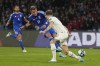 Italy's Mateo Retegui takes a shot at goal during the Euro 2024 group C qualifying soccer match between Italy and England at the Diego Armando Maradona stadium in Naples, Italy, Thursday, March 23, 2023. (AP Photo/Alessandra Tarantino)