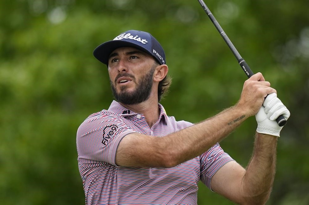 Max Homa watches his drive on the sixth hole hole during the first round of matches at the WGC-Dell Technologies Match Play golf tournament in Austin, Texas, Wednesday, March 22, 2023.(AP Photo/Eric Gay)