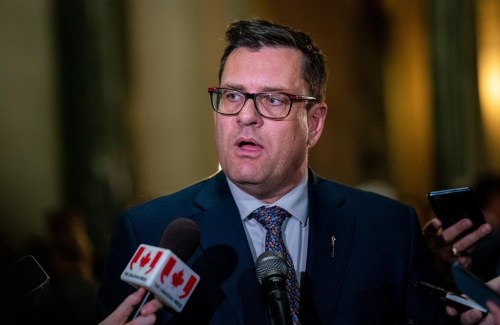 Saskatchewan Minister of Health Paul Merriman speaks to the media after the budget is presented in Regina, on Wednesday, March 22, 2023. Saskatchewan family doctors say the province’s latest budget fails to make needed reforms that would help keep them here as some potentially look elsewhere for work. THE CANADIAN PRESS/Heywood Yu