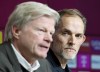 Bayern Munich's new coach Thomas Tuchel sits next to board chairman Oliver Kahn , during a press conference, in Munich, Germany, Saturday, March 25, 2023. Tuchel has admitted he faces a challenging start to his new job after his surprise hiring Friday to replace Julian Nagelsmann. Tuchel's first game in charge is against German title rival Borussia Dortmund on April 1. (Angelika Warmuth/dpa via AP)