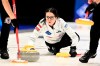 Kerri Einarson, Canada, in action during the match between Norway and Canada during the semi finals of the LGT World Women's Curling Championship at Goransson Arena in Sandviken, Sweden, Saturday, March 25, 2023.&nbsp;Einarson fell 8-5 in the women's world curling championship semifinals to Norway's Marianne Roervik on Saturday. THE CANADIAN PRESS/AP-TT, Jonas Ekstromer