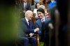 Prime Minister Justin Trudeau and U.S. President Joe Biden share a laugh after Biden's address to Parliament in the House of Commons, on Parliament Hill, in Ottawa, Friday, March 24, 2023. U.S. envoy David Cohen says Biden's visit was an authentic, intimate showcase of how important Canada continues to be to its southern neighbour. THE CANADIAN PRESS/Sean Kilpatrick
