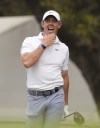 Rory McIlroy, of Northern Ireland, reacts to his drive on the eighth tee during a semifinal round at the Dell Technologies Match Play Championship golf tournament in Austin, Texas, Sunday, March 26, 2023. (AP Photo/Eric Gay)
