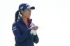 Celine Boutier waits to tee off on the first hole during the final round of the Drive On Championship golf tournament, Sunday, March 26, 2023, in Gold Canyon, Ariz.(AP Photo/Darryl Webb)