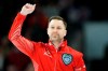 Team Canada's Brad Gushue reacts after making a three against Team Manitoba in the eighth end during the finals at the 2023 Tim Hortons Brier in London, Ont., Sunday, March 12, 2023. After settling for silver in his last two trips to the world men's curling championship in Las Vegas, Gushue will try to get back to the top of the podium at the 2023 playdowns starting Saturday at TD Place. THE CANADIAN PRESS/Frank Gunn