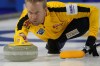 Sweden skip Niklas Edin delivers a stone against Canada during a gold medal game at the World Men's Curling Championships, Sunday, April 10, 2022, in Las Vegas. Edin is coming off an incredible campaign that included Olympic and world gold. His team is ranked No. 1 in the world with a 67-14 record this season. THE CANADIAN PRESS/AP-John Locher