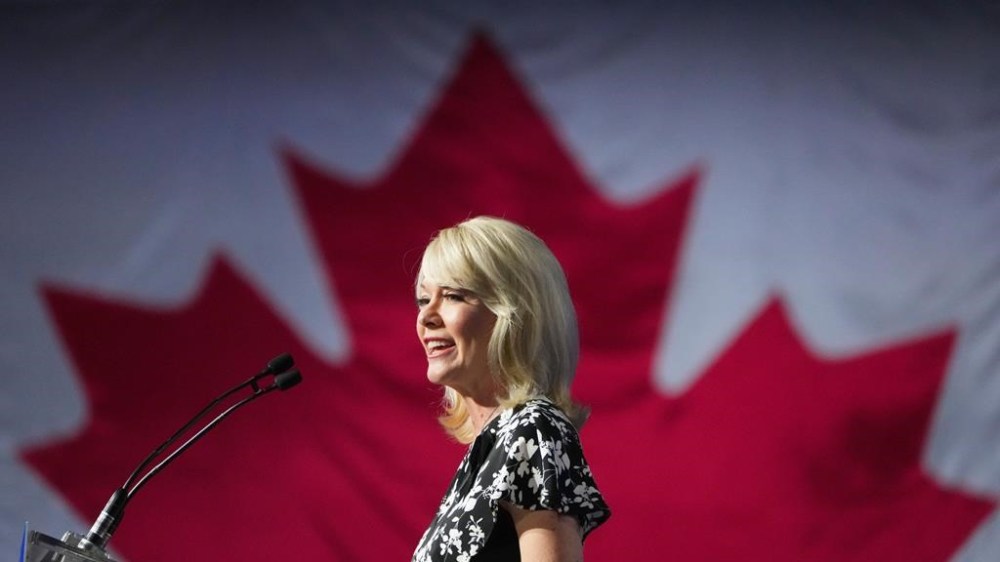 Conservative MP Candice Bergen speaks at the Conservative Party of Canada leadership vote, in Ottawa, Saturday, Sept. 10, 2022. Bergen has signed on to co-chair the Manitoba Progressive Conservative election campaign, weeks after resigning her seat in the House of Commons. THE CANADIAN PRESS/Sean Kilpatrick