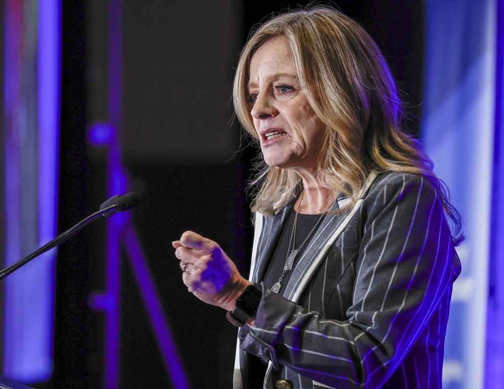 Alberta NDP Opposition Leader Rachel Notley addresses the Calgary Chamber of Commerce on Thursday, Dec. 15, 2022. She says Danielle Smith’s phone call to an accused pastor to discuss his criminal trial raises questions about whether the premier has compromised the case. THE CANADIAN PRESS/Jeff McIntosh