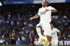 Real Madrid's Rodrygo celebrates after scoring his side's opening goal during a Spanish La Liga soccer match between Real Madrid and Valladolid at the Santiago Bernabeu stadium in Madrid, Spain, Sunday, April 2, 2023. (AP Photo/Pablo Garcia)