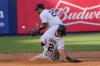 New York Yankees second baseman Gleyber Torres, top, forces out San Francisco Giants' Blake Sabol (2) in the fourth inning of a baseball game, Saturday, April 1, 2023, in New York. (AP Photo/Mary Altaffer)