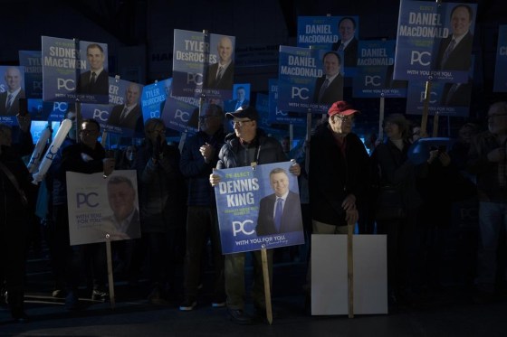 Progressive Conservative supporters in Charlottetown, P.E.I. (Darren Calabrese / The Canadian Press files)