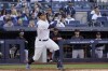 New York Yankees' Giancarlo Stanton watches his one-run home run in the third inning of a baseball game against the San Francisco Giants, Saturday, April 1, 2023, in New York. (AP Photo/Mary Altaffer)
