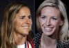 FILE - At left, two-time World Cup soccer champion Brandi Chastain speaks during an induction ceremony for the National Soccer Hall of Fame in San Jose, Calif. At right, Aly Wagner talks during an interview in New York, May 30, 2018. A group of former players — including Aly Wagner and Brandi Chastain — has joined with global investment firm Sixth Street to bring a National Women's Soccer League team to the San Francisco Bay Area.The expansion team, which is set to begin play next year, was formally announced by the league Tuesday, April 4, 2023. (AP Photo/File)