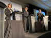 Manitoba’s three main provincial party leaders (left to right) Progressive Conservative Leader Heather Stefanson, NDP Leader Wab Kinew and Liberal Leader Dougald Lamont take part in a debate in Winnipeg on Tuesday, April 4, 2023. The debate is the first before the election slated for Oct. 3. THE CANADIAN PRESS/Steve Lambert