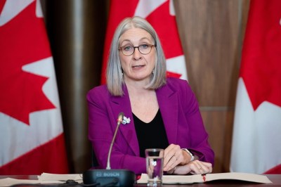 Minister of Indigenous Services and Minister responsible for the Federal Economic Development Agency for Northern Ontario Patty Hajdu speaks speaks during a press conference on a revised final settlement agreement to compensate First Nations children and families in Ottawa, on Wednesday, April 5, 2023. THE CANADIAN PRESS/Spencer Colby