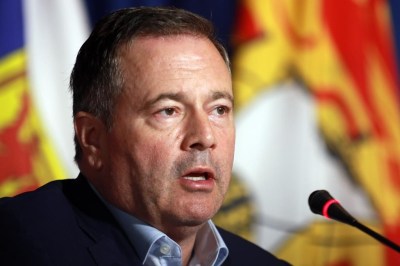 Alberta Premier Jason Kenney responds to a question from the media on the final day of the summer meeting of Canada's Premiers at the Fairmont Empress in Victoria on July 12, 2022. Roma advocates say discriminatory policies meant to keep families from making what then-immigration minister Jason Kenney called 