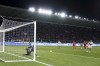 Fiorentina's Nicolas Gonzalez scores to 2-0 during the Italian Cup, first-leg, semifinal soccer match between Cremonese and Fiorentina at the Giovanni Zini stadium in Cremona, Italy, Wednesday, April 5, 2023. (Spada/LaPresse via AP)