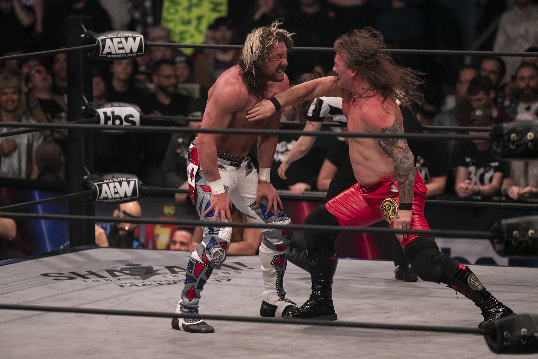 for AEW wrestlers Jericho and Omega in epic face off